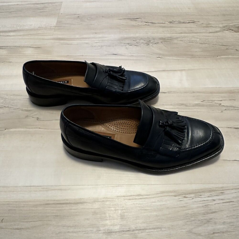 FLORSHEIM Men 9.5D Black Leather Tassel‎ Brogue Loafer Shoes